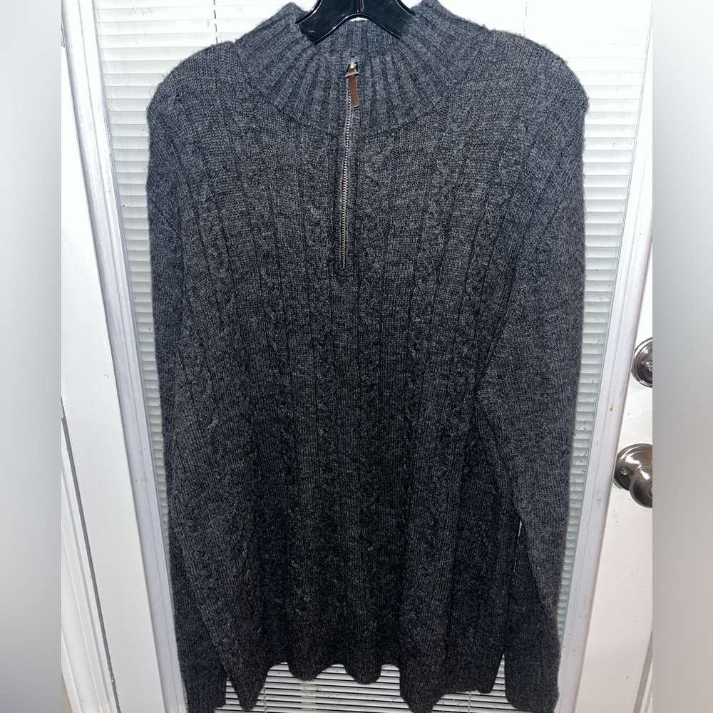 Savile Row London Gray Lambswool blend men’s XL Zip up sweater